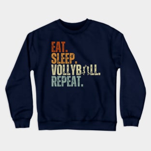 Eat Sleep Volleyball Repeat Kids Adult Women Retro Vintage Crewneck Sweatshirt